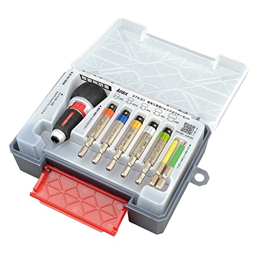 ANEX Torque adapter for electrical work 5-pce set (M3/3.5/4/5/6) with case ATA-S1 - WAFUU JAPAN